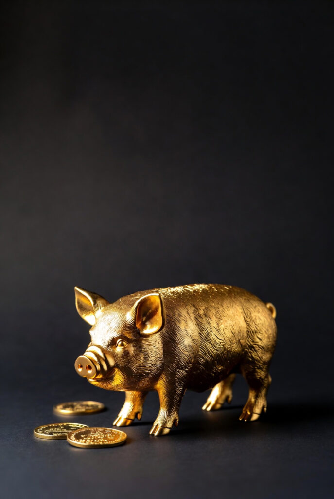 검은 배경 사실적인 황금돼지 배경화면
