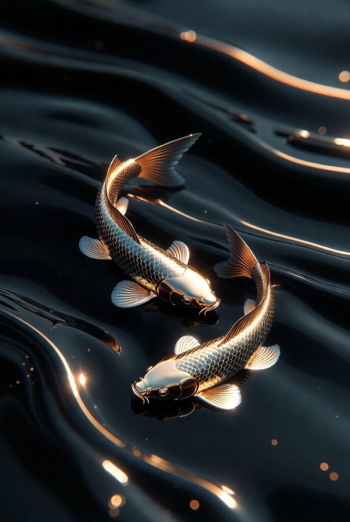 황금잉어 배경화면 두마리