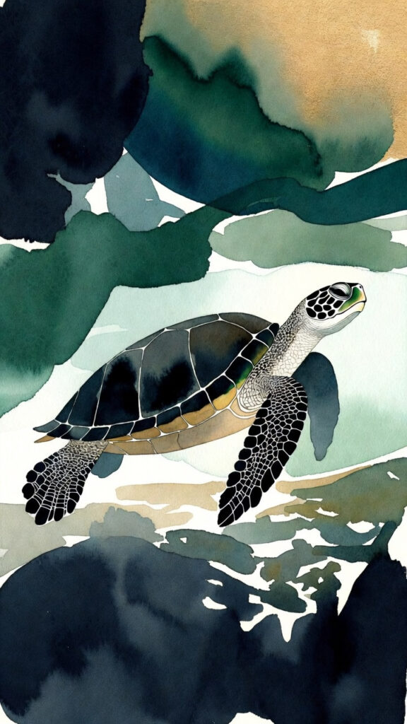 거북이 핸드폰 배경화면 수채화