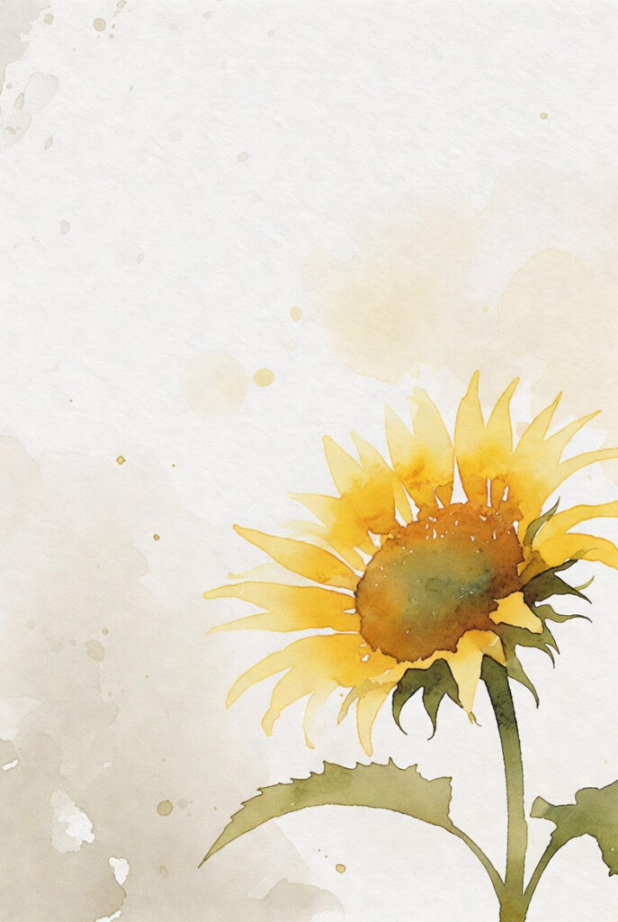 해바라기 배경화면 일러스트 수채화