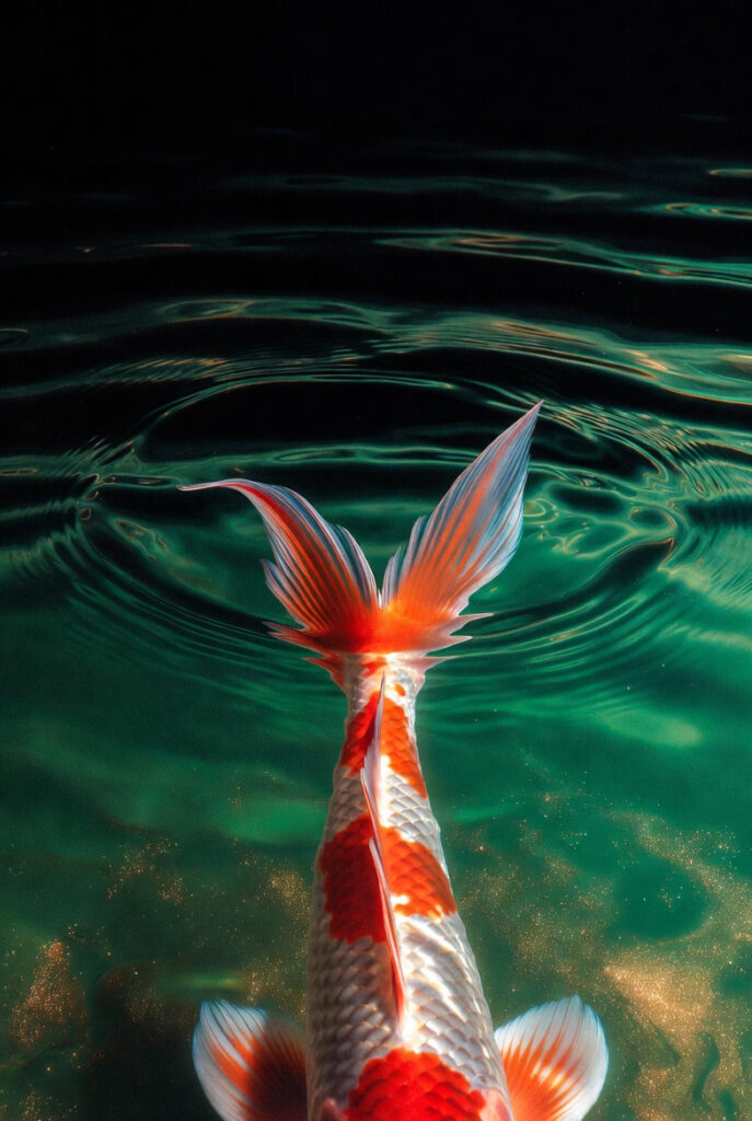 행운부적 잉어 한마리 꼬리 배경화면