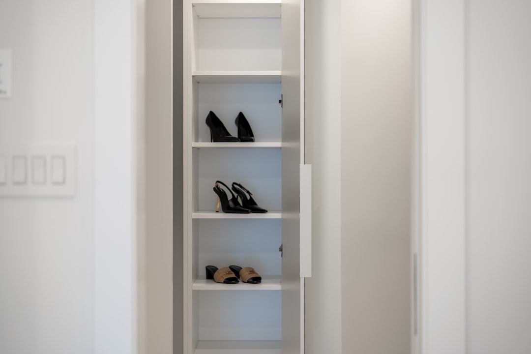 organized shoe rack entryway